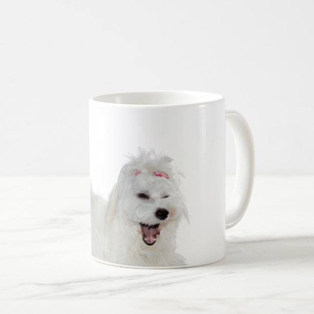 Puppies Kärlek Cute Malta Hund Kaffemugg (Framsida höger)
