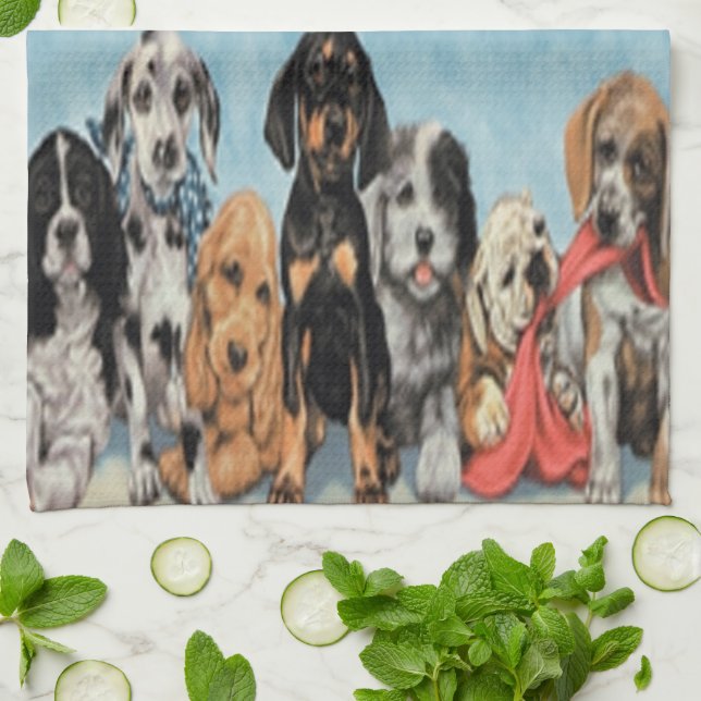 Puppies Kitchen Towel Kökshandduk (Vikta)
