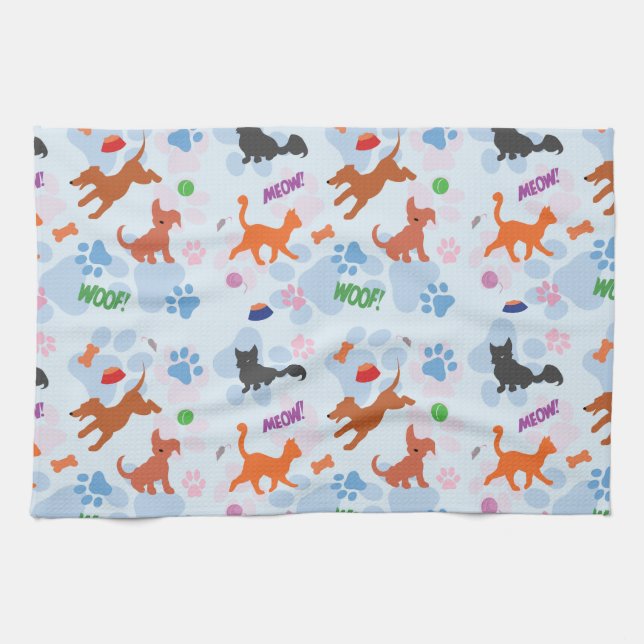 Puppies och kittens kökshandduk (Horisontell)