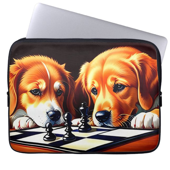 Puppies spelar schess laptop fodral (Framsidan)