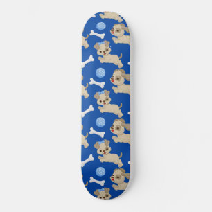 Puppies White Hund Bones Blue Boll Animal Lover Mini Skateboard Bräda 18,5 Cm
