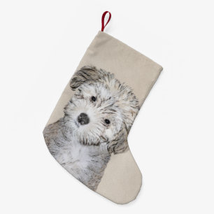 Puppmålning i Havanna - Cute Original Hund Art Liten Julstrumpa