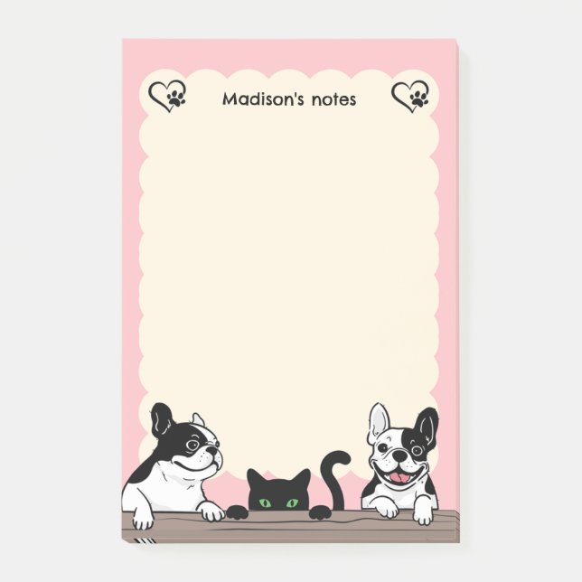 Puppor och svart katt post-it block (Framsida)