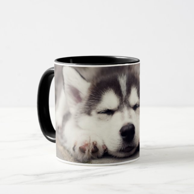 Puppsvällning av sötad Siberian husky Mugg (Framsida vänster)