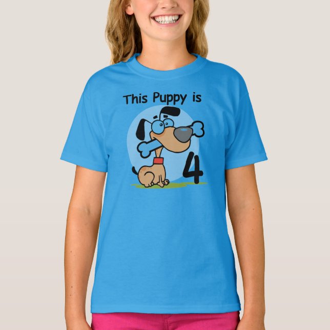 Puppy 4e födelsedagen Tshirts och presenter (Framsida)