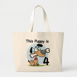 Puppy 4e födelsedagen Tshirts och presenter Jumbo Tygkasse