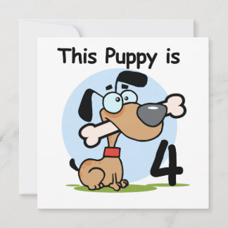 Puppy 4e födelsedagen Tshirts och presenter Kort