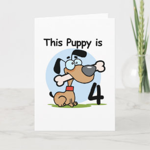 Puppy 4e födelsedagen Tshirts och presenter Kort