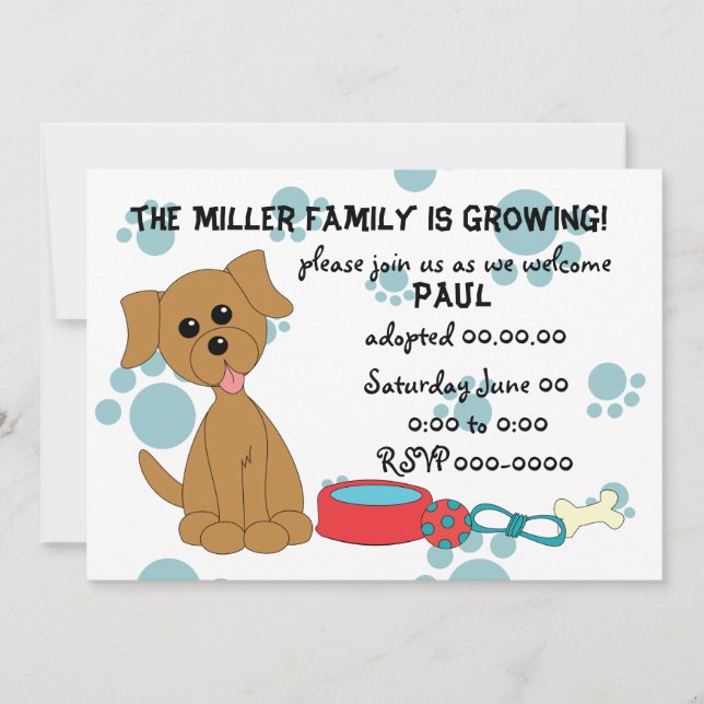 Puppy Adoption Firande! Inbjudningar (Framsida)