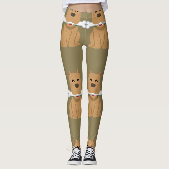 Puppy and Bone Pattern Leggings (Framsida)