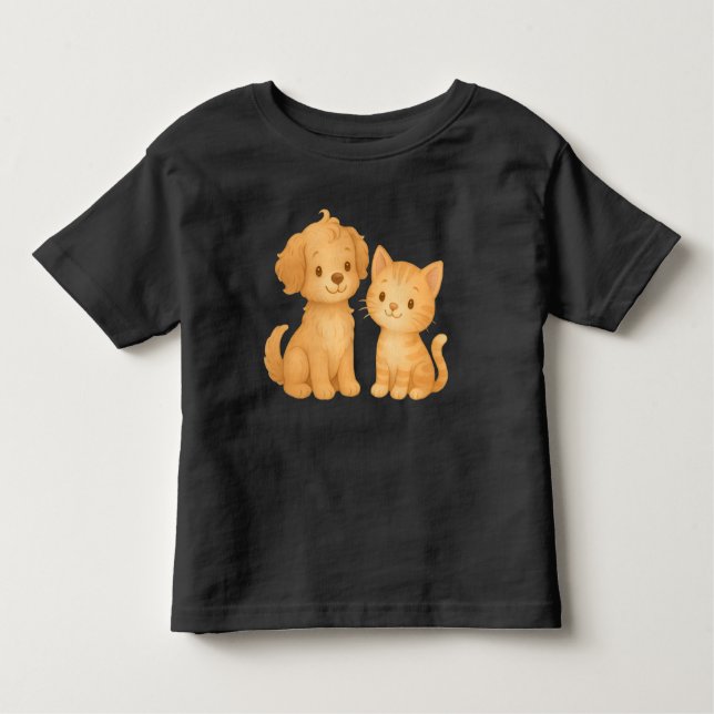 Puppy and Kitten Friends T-Shirt (Framsida)
