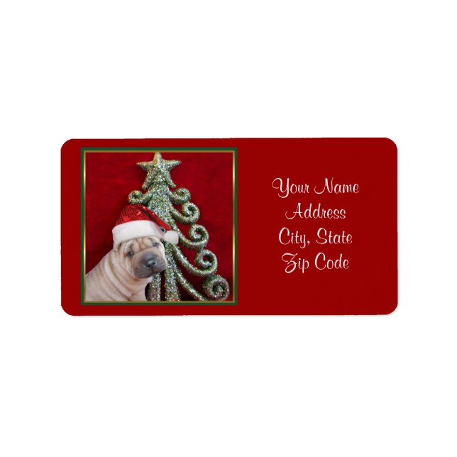 Puppy av kinesisk sharpei adressetikett (Framsidan)