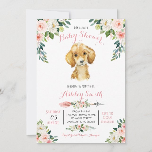 Puppy Baby Shower-inbjudan, Inbjudningar (Framsida)