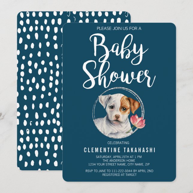 Puppy Baby Shower Inbjudningar (Fram/baksida)