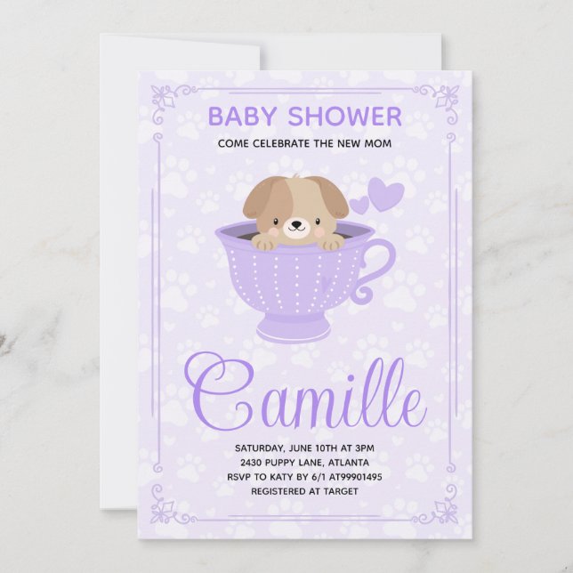Puppy Baby Shower Invitation  Inbjudningar (Framsida)