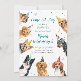 Puppy Birthday-inbjudan till Party Pawty Boy Inbjudningar