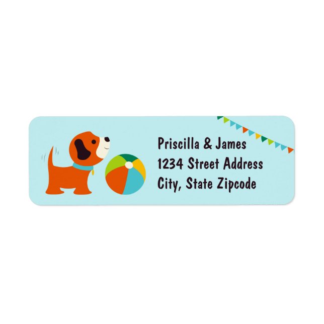 Puppy Birthday-Returetiketter Returadress Etikett (Framsidan)