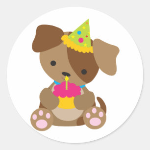 Puppy Birthday Runt Klistermärke