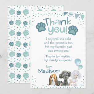Puppy Birthday Tack Cards Inbjudningar