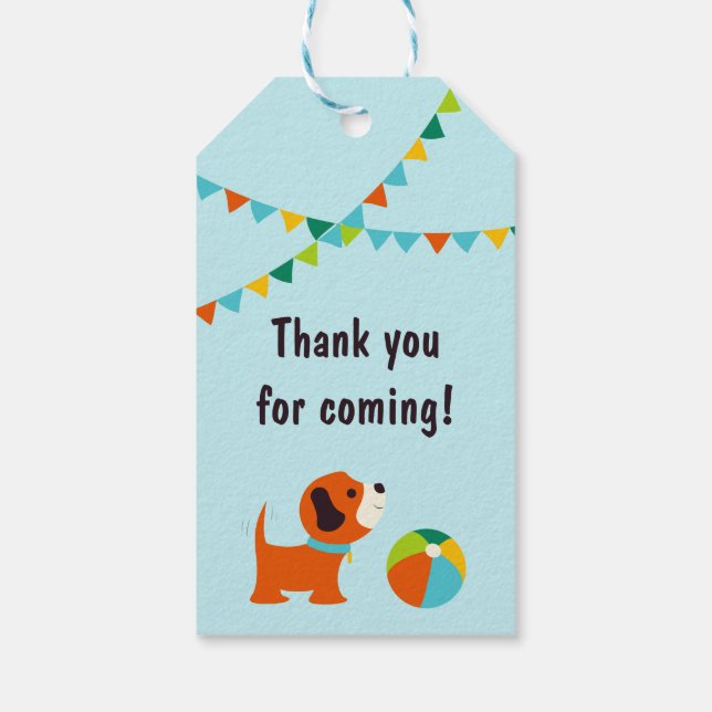 Puppy Birthday Tack Gift Märkre Presentetikett (Baksidan)