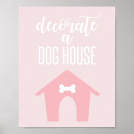 Puppy Birthday undertecknar dekorera en hund rosa Poster