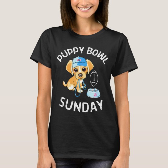 Puppy Bowl Söndag Funny Football T Shirt (Framsida)