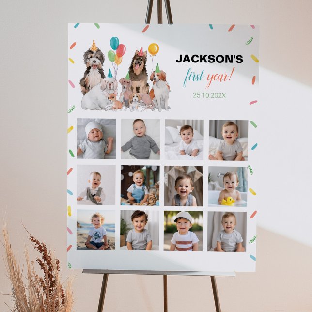 Puppy Boy Birthday Photo Milestone Sign Hund Party Poster (Skapare uppladdad)