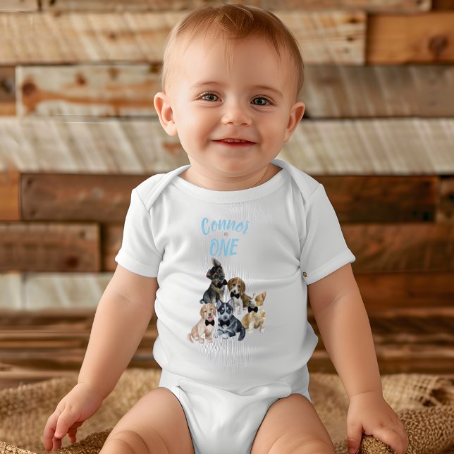 Puppy 🐶 Boys First Födelsedagsfest Gift T Shirt (Puppy 🐶 Boys First Birthday Party Gift Baby Bodysuit)