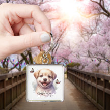 Puppy Butterfly Behålla Smiling Keychain