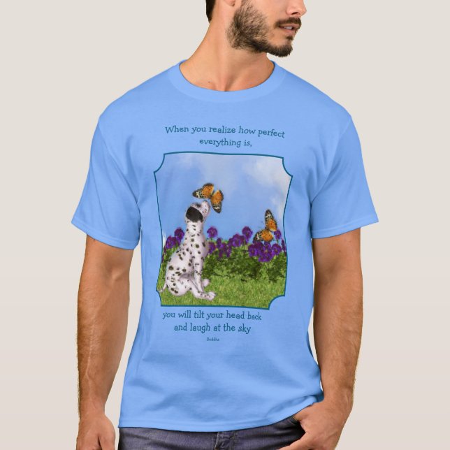 Puppy Butterfly Buddha Inspirational Quote  T Shirt (Framsida)