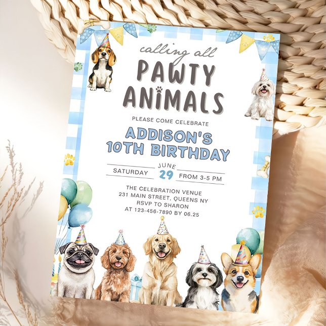 Puppy Calling All Pawty Animals Birthday Inbjudningar (Skapare uppladdad)