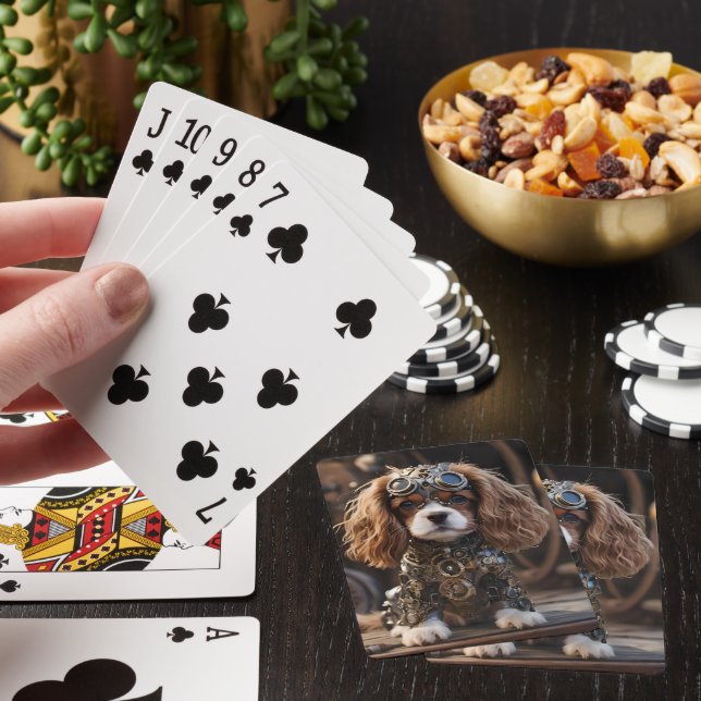 Puppy Cavalier Spain Steampunked Casinokort (På plats)