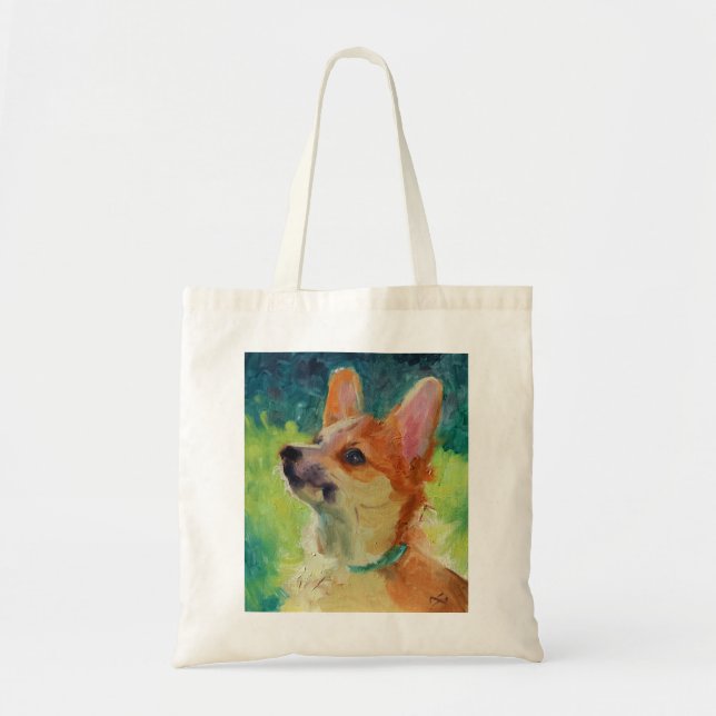 Puppy Corgi Tote Bag Tygkasse (Framsidan)