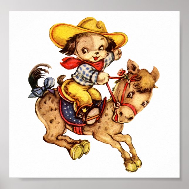 Puppy Cowboy på hans häst Poster (Framsidan)
