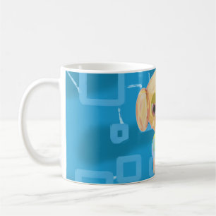 Puppy Cyan Light Blue Geometric Squares Mugg