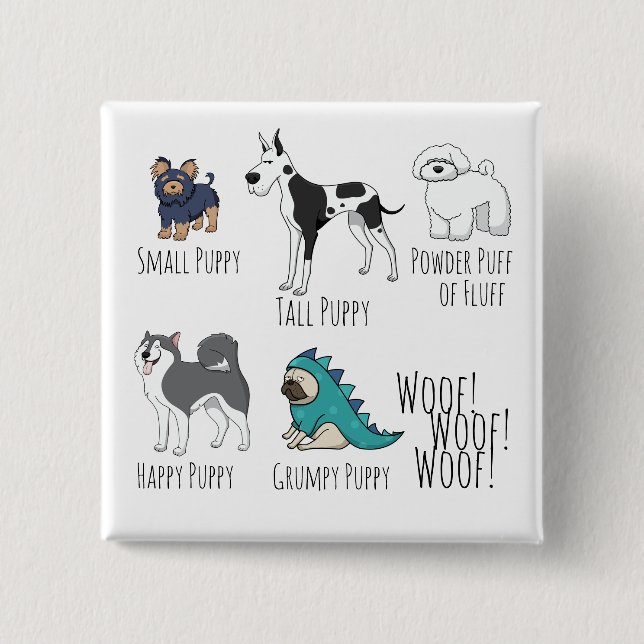 Puppy Dikt Cute Hund Illustrations Knapp (Framsida)