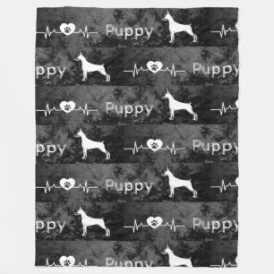 Puppy Dobbie Hund Heart Beat Mönster Fleecefilt