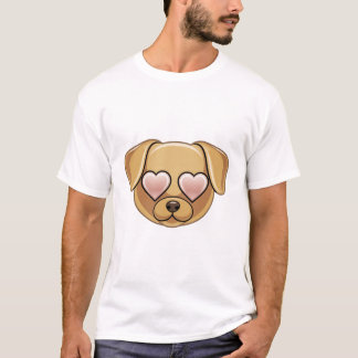 Puppy Dog Face with Heart Eyes Emoji Cute Love T Shirt