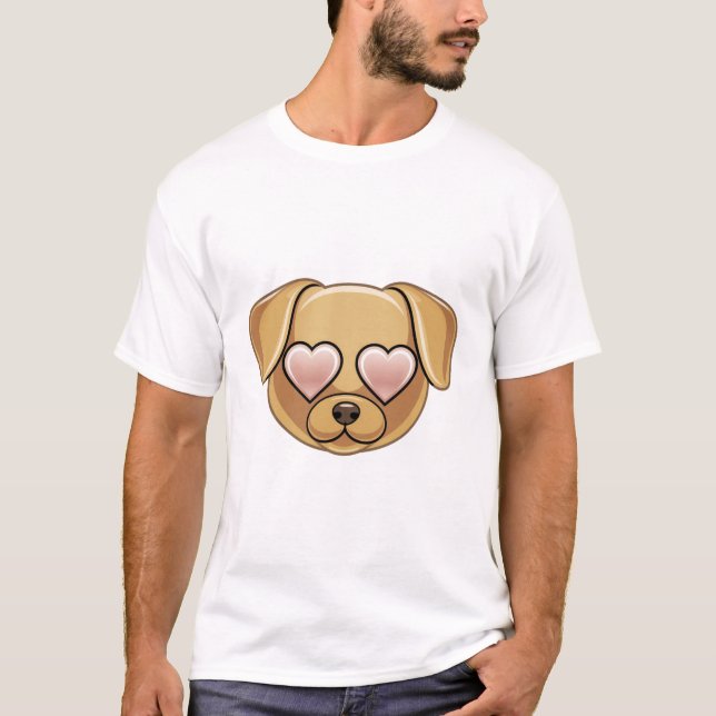 Puppy Dog Face with Heart Eyes Emoji Cute Love  T Shirt (Framsida)