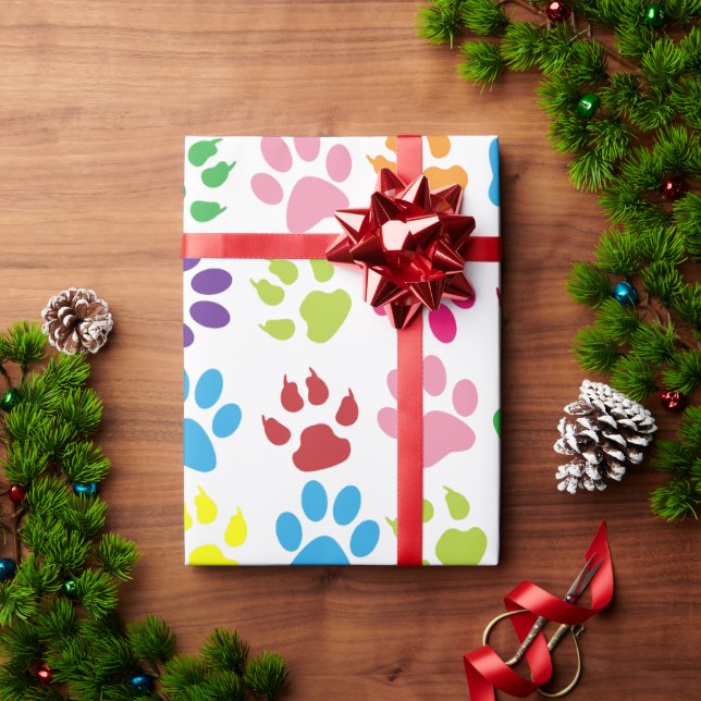 puppy dog paws tracks art pattern presentpapper (Julgåva)