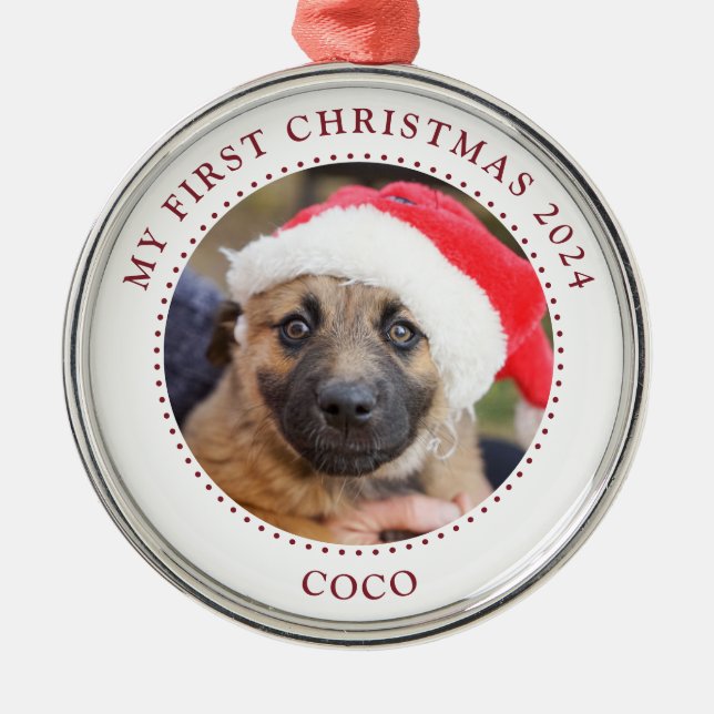 Puppy Dog Photo Christmas Ornament (Framsidan)
