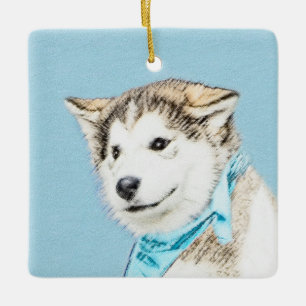 Puppy-färgning i siberian husky - Originaltecknin Julgransprydnad Keramik