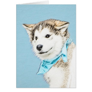 Puppy-färgning i siberian husky - Originalteckning Hälsningskort