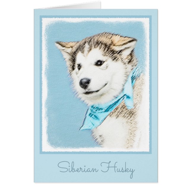 Puppy-färgning i siberian husky - Originalteckning Hälsningskort (Framsidan)