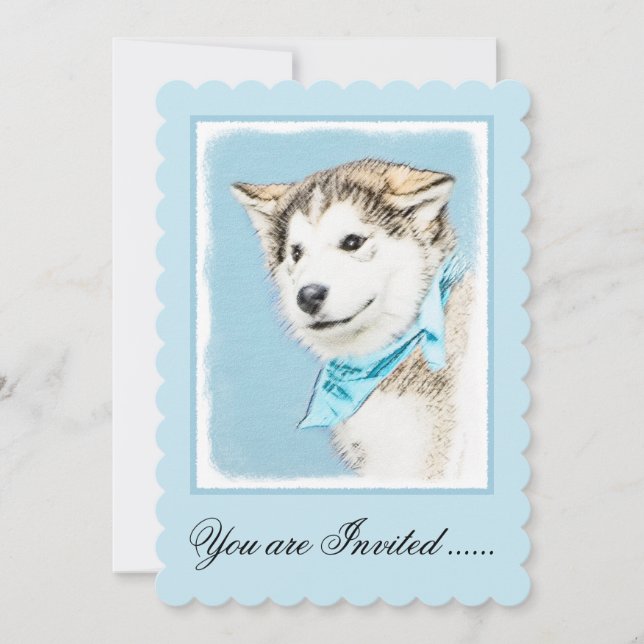 Puppy-färgning i siberian husky - Originalteckning Inbjudningar (Framsida)