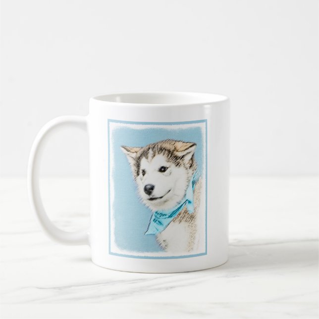 Puppy-färgning i siberian husky - Originalteckning Kaffemugg (Vänster)