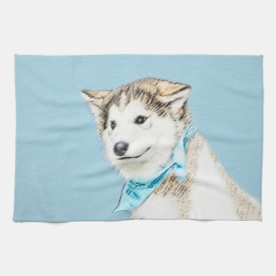 Puppy-färgning i siberian husky - Originalteckning Kökshandduk