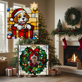 Puppy Faux-lagat glas, omformad till jul Julgransprydnad Keramik
