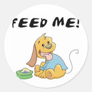 Puppy Feed Me Tshirts och presenter Runt Klistermärke