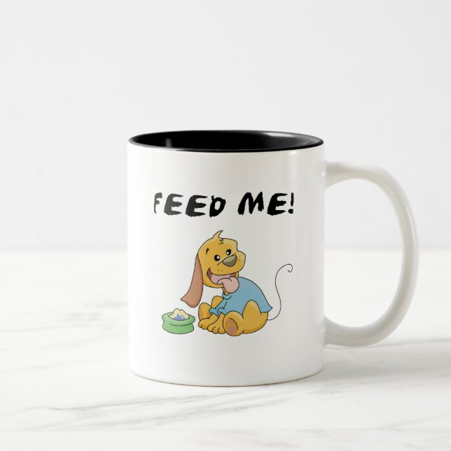 Puppy Feed Me Tshirts och presenter Två-Tonad Mugg (Höger)
